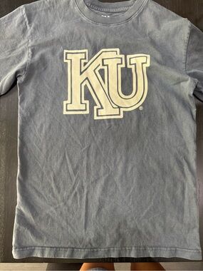 Slam KU Branded Crewneck Tee in Charcoal and White